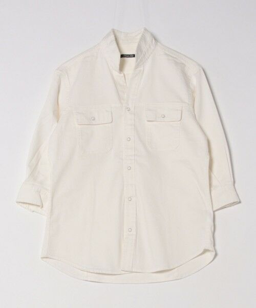 MEN'S BIGI / メンズビギ シャツ・ブラウス | スタンドカラー BDUミリタリー デニム シャツ　3/4スリーブVer.（オフホワイト）