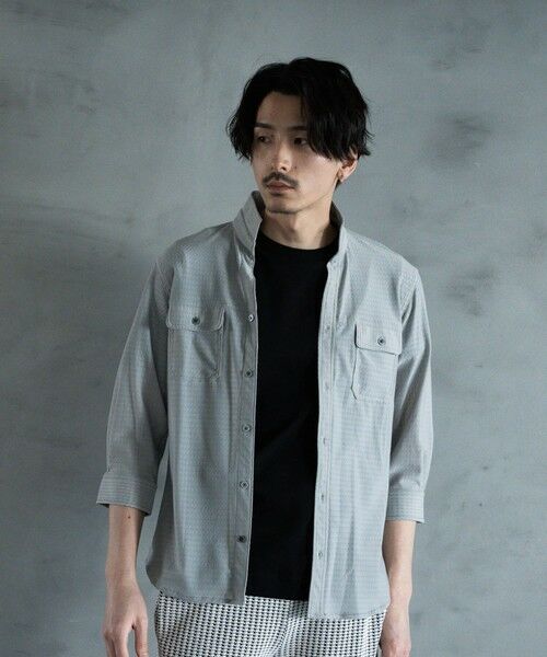 MEN'S BIGI / メンズビギ シャツ・ブラウス | スタンドカラー BDUミリタリーシャツ　3/4スリーブVer. | 詳細1