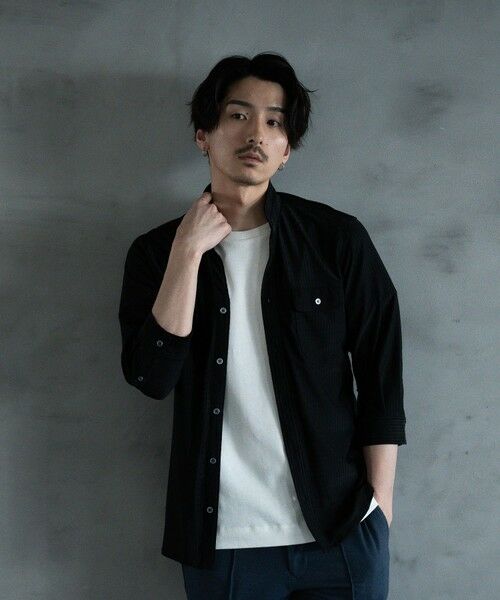 MEN'S BIGI / メンズビギ シャツ・ブラウス | スタンドカラー BDUミリタリーシャツ　3/4スリーブVer. | 詳細4