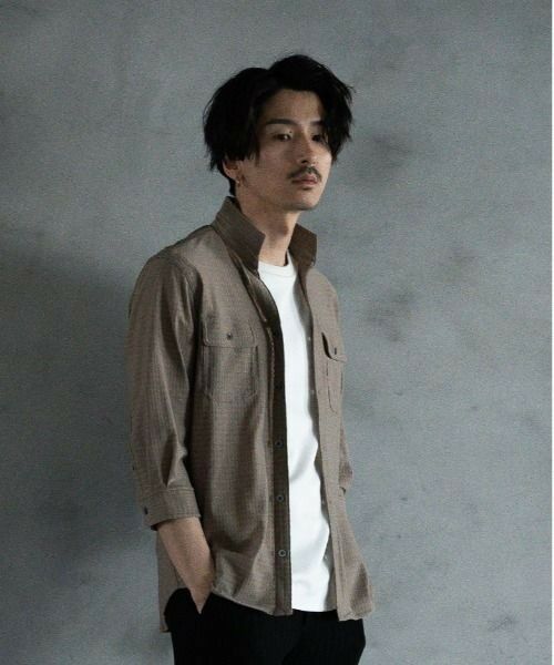 MEN'S BIGI / メンズビギ シャツ・ブラウス | スタンドカラー BDUミリタリーシャツ　3/4スリーブVer. | 詳細9