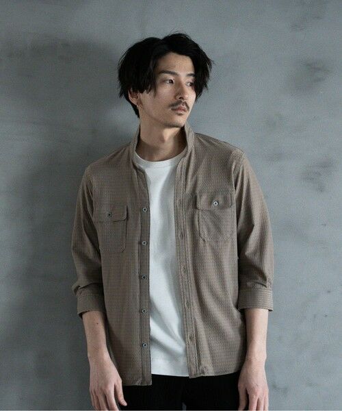 MEN'S BIGI / メンズビギ シャツ・ブラウス | スタンドカラー BDUミリタリーシャツ　3/4スリーブVer.（ベージュ系）