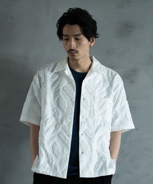MEN'S BIGI / メンズビギ シャツ・ブラウス | フェザージャガードジャージオープンカラーシャツ（ホワイト）