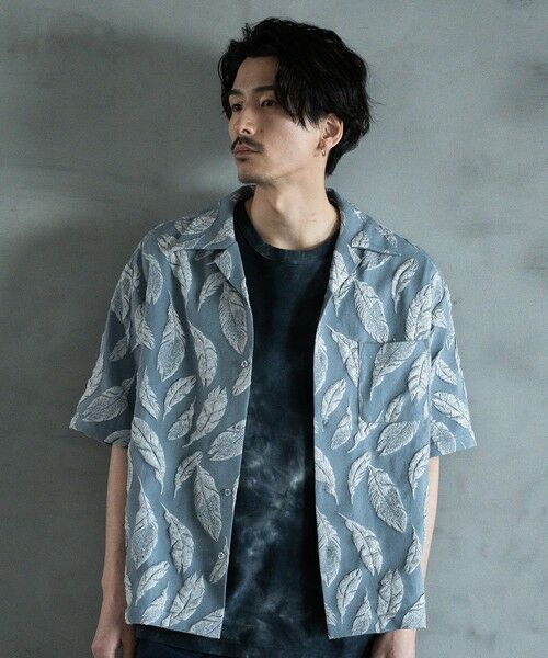 MEN'S BIGI / メンズビギ シャツ・ブラウス | フェザージャガードジャージオープンカラーシャツ（サックス）