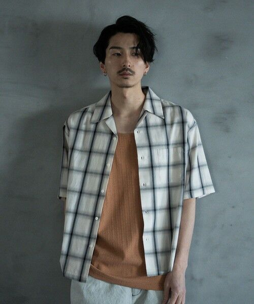 MEN'S BIGI / メンズビギ シャツ・ブラウス | オープンカラーオンブレーチェックシャツ（オフホワイト系）
