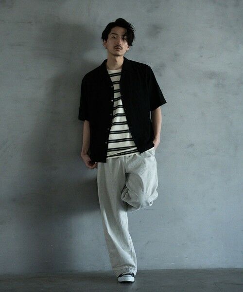 MEN'S BIGI / メンズビギ シャツ・ブラウス | 麻レーヨンオープンカラーショートスリーブシャツ | 詳細1