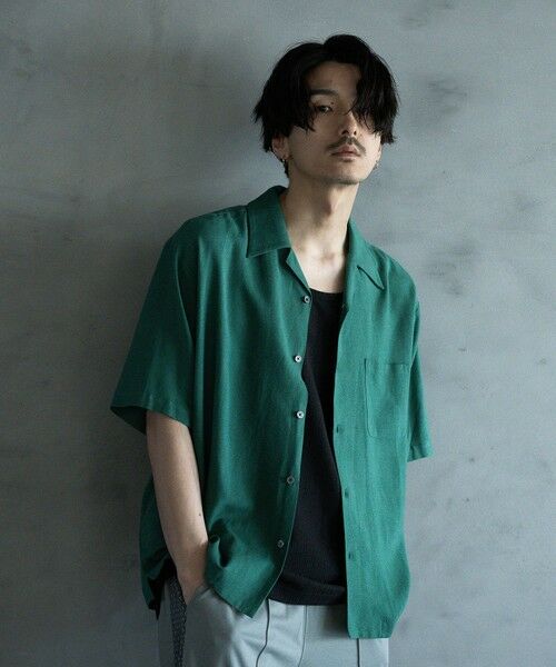 MEN'S BIGI / メンズビギ シャツ・ブラウス | 麻レーヨンオープンカラーショートスリーブシャツ | 詳細14