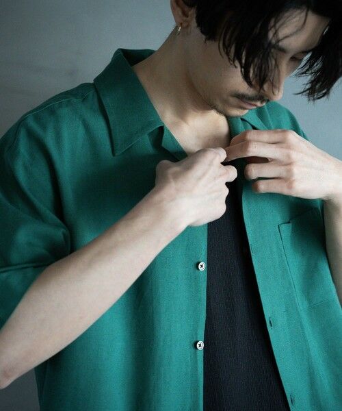 MEN'S BIGI / メンズビギ シャツ・ブラウス | 麻レーヨンオープンカラーショートスリーブシャツ | 詳細16