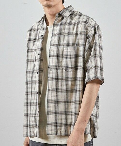 MEN'S BIGI / メンズビギ シャツ・ブラウス | アメリカンチェックレギュラーカラー半袖シャツ（サックス系）
