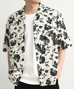 MEN'S BIGI / メンズビギ シャツ・ブラウス | フラワー柄プリントブロードオープンカラー半袖シャツ
