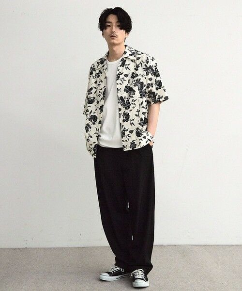 MEN'S BIGI / メンズビギ シャツ・ブラウス | フラワー柄プリントブロードオープンカラー半袖シャツ | 詳細1