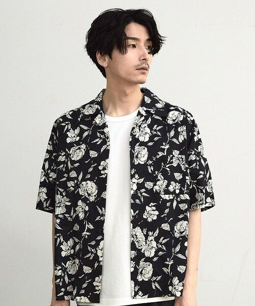 MEN'S BIGI / メンズビギ シャツ・ブラウス | フラワー柄プリントブロードオープンカラー半袖シャツ | 詳細15