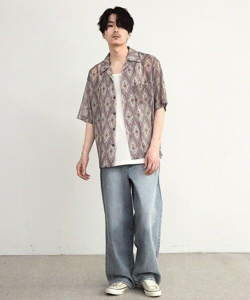 MEN'S BIGI / メンズビギ シャツ・ブラウス | オルテガ柄シアーオープンカラー半袖シャツ | 詳細1