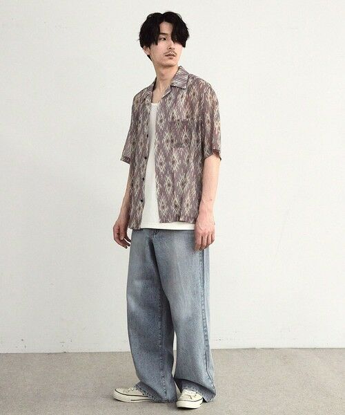 MEN'S BIGI / メンズビギ シャツ・ブラウス | オルテガ柄シアーオープンカラー半袖シャツ | 詳細2