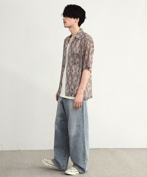 MEN'S BIGI / メンズビギ シャツ・ブラウス | オルテガ柄シアーオープンカラー半袖シャツ | 詳細3