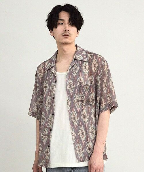 MEN'S BIGI / メンズビギ シャツ・ブラウス | オルテガ柄シアーオープンカラー半袖シャツ | 詳細5