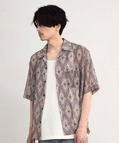 MEN'S BIGI / メンズビギ シャツ・ブラウス | オルテガ柄シアーオープンカラー半袖シャツ | 詳細6