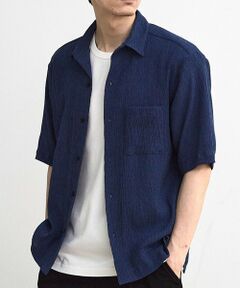 MEN'S BIGI / メンズビギ シャツ・ブラウス | シャーリングレギュラーカラー半袖シャツ