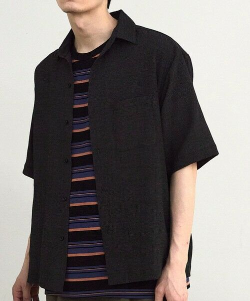 MEN'S BIGI / メンズビギ シャツ・ブラウス | シャーリングレギュラーカラー半袖シャツ（グレー）