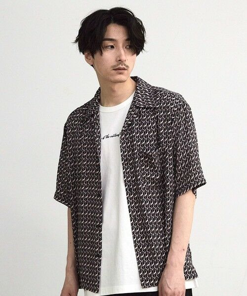 MEN'S BIGI / メンズビギ シャツ・ブラウス | ジオメトリック柄オープンカラー半袖シャツ | 詳細6