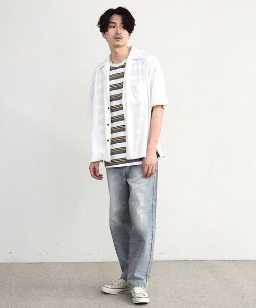 MEN'S BIGI / メンズビギ シャツ・ブラウス | パイルチェックオープンカラー半袖シャツ | 詳細1