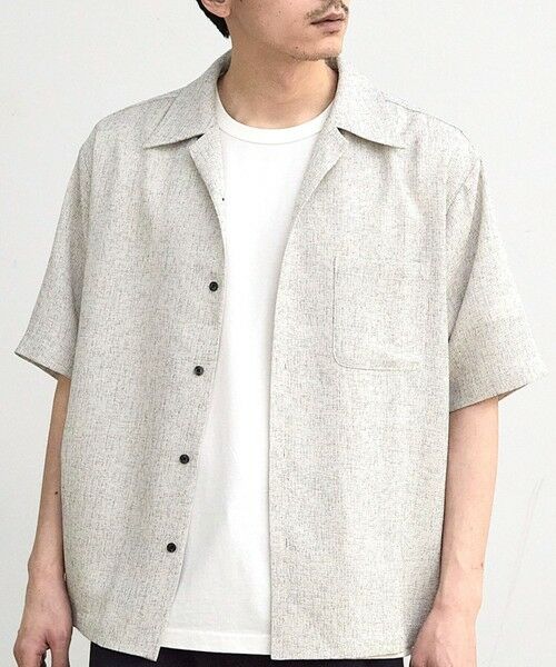 MEN'S BIGI / メンズビギ シャツ・ブラウス | サマーツイードオープンカラー半袖シャツ（ベージュ）