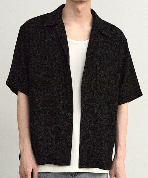 MEN'S BIGI / メンズビギ シャツ・ブラウス | サマーツイードオープンカラー半袖シャツ（ブラック）