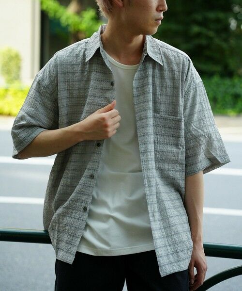 MEN'S BIGI / メンズビギ シャツ・ブラウス | ドビーチェックシアールーズ半袖シャツ | 詳細11