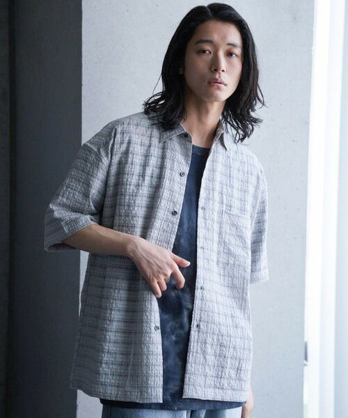 MEN'S BIGI / メンズビギ シャツ・ブラウス | ドビーチェックシアールーズ半袖シャツ | 詳細12