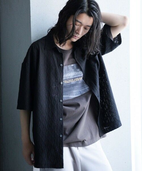 MEN'S BIGI / メンズビギ シャツ・ブラウス | レースシアールーズ半袖シャツ（ブラック）