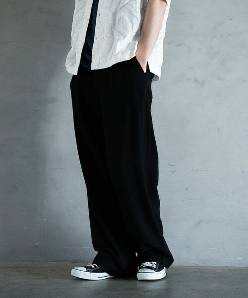 MEN'S BIGI / メンズビギ その他パンツ | リネン混ツータックワイドスラックス（ブラック）