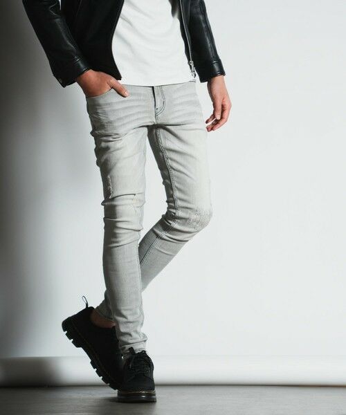 MEN'S BIGI / メンズビギ デニムパンツ | 【ハイパーストレッチスキニー】リペアデニム ジェギンス | 詳細3