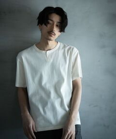 MEN'S BIGI / メンズビギ Tシャツ | ランダムテレコ ヘンリーネックTシャツ