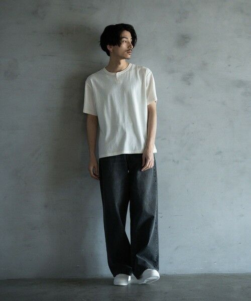 MEN'S BIGI / メンズビギ Tシャツ | ランダムテレコ ヘンリーネックTシャツ | 詳細1