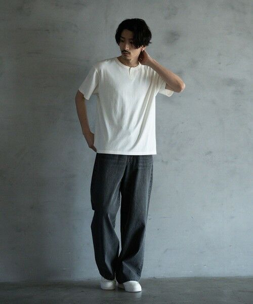 MEN'S BIGI / メンズビギ Tシャツ | ランダムテレコ ヘンリーネックTシャツ | 詳細3