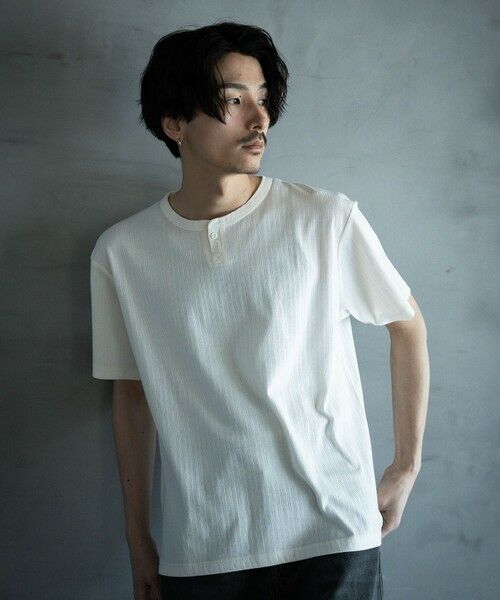 MEN'S BIGI / メンズビギ Tシャツ | ランダムテレコ ヘンリーネックTシャツ | 詳細4