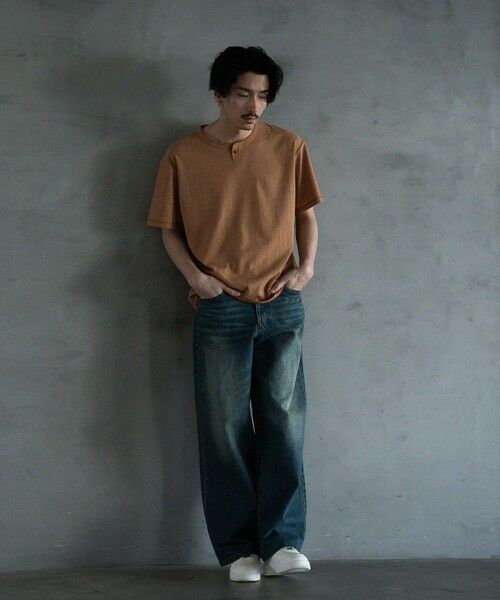 MEN'S BIGI / メンズビギ Tシャツ | ランダムテレコ ヘンリーネックTシャツ | 詳細1