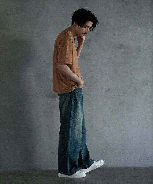 MEN'S BIGI / メンズビギ Tシャツ | ランダムテレコ ヘンリーネックTシャツ | 詳細2