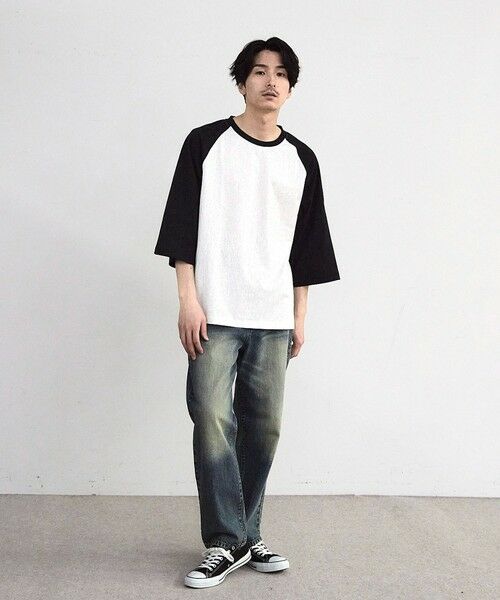 MEN'S BIGI / メンズビギ Tシャツ | 古着風ウォッシュ加工ラグランTシャツ | 詳細2