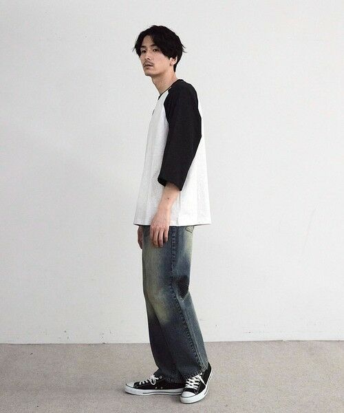 MEN'S BIGI / メンズビギ Tシャツ | 古着風ウォッシュ加工ラグランTシャツ | 詳細3