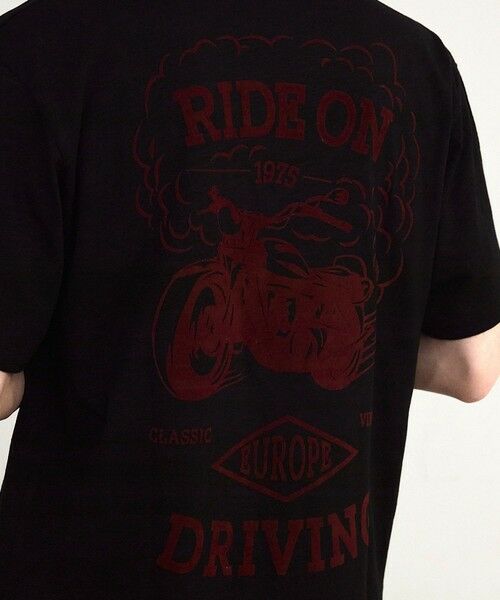 MEN'S BIGI / メンズビギ Tシャツ | スラブフロッキーロゴプリントＴシャツ（ブラック）