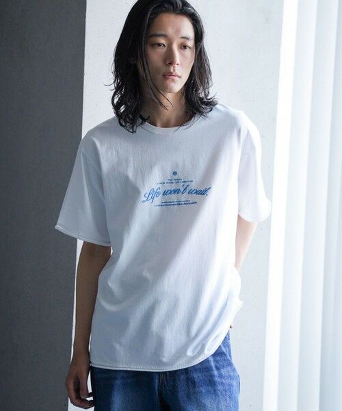 MEN'S BIGI / メンズビギ Tシャツ | カットオフロゴプリント刺?Ｔシャツ | 詳細1