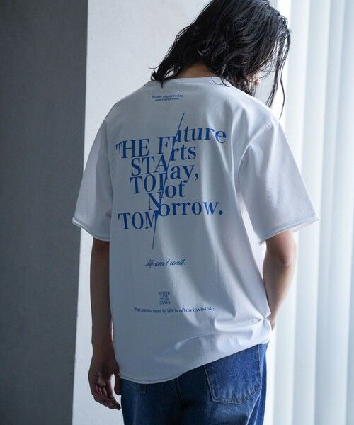 MEN'S BIGI / メンズビギ Tシャツ | カットオフロゴプリント刺?Ｔシャツ（ホワイト）