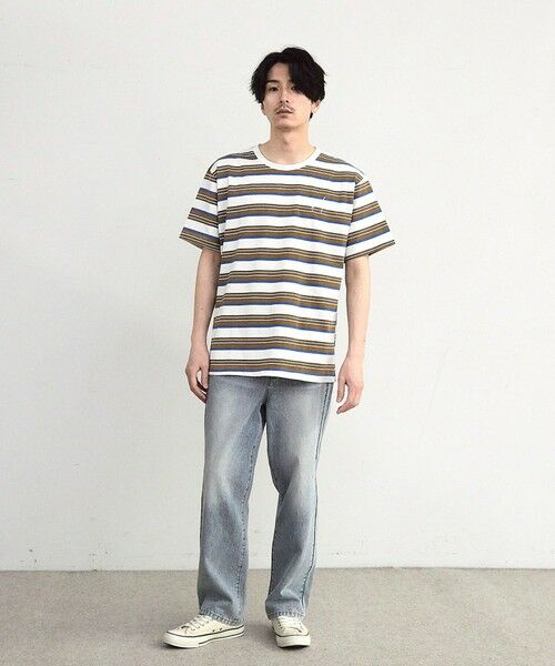 MEN'S BIGI / メンズビギ Tシャツ | ダメージ加工ボーダーTシャツ | 詳細1