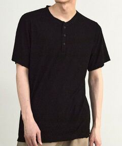 MEN'S BIGI / メンズビギ Tシャツ | ヘリンボーンジャガードヘンリーネックTシャツ