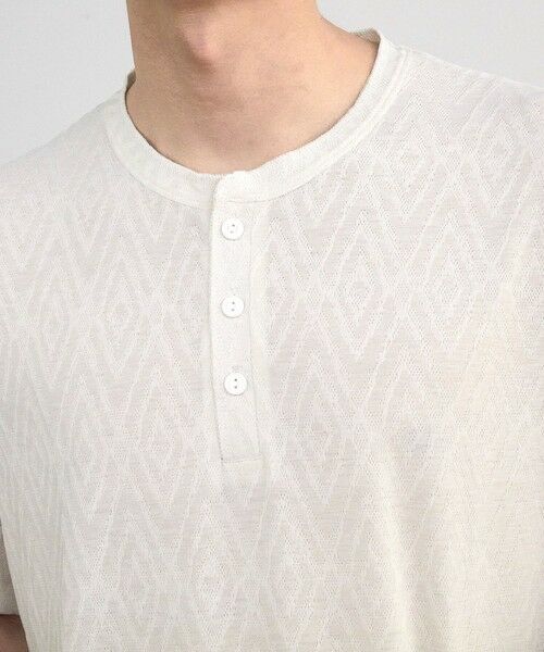 MEN'S BIGI / メンズビギ Tシャツ | ヘリンボーンジャガードヘンリーネックTシャツ | 詳細7