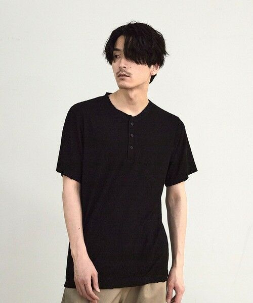 MEN'S BIGI / メンズビギ Tシャツ | ヘリンボーンジャガードヘンリーネックTシャツ | 詳細11