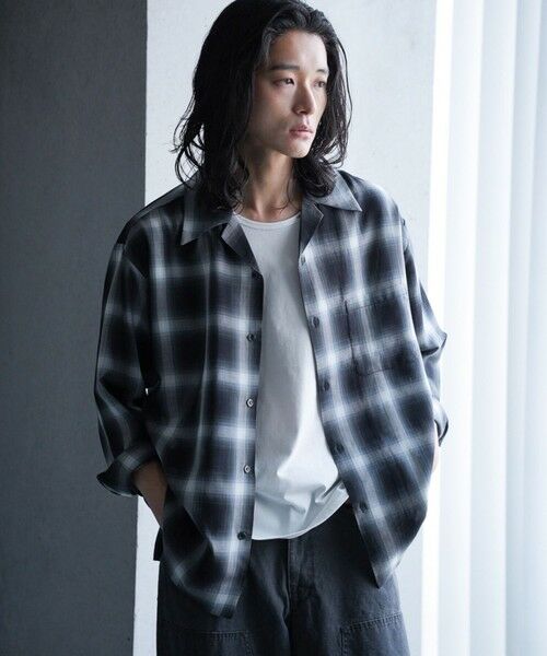 MEN'S BIGI / メンズビギ シャツ・ブラウス | ルーズシルエットオンブレーチェックシャツ（ブラック系）