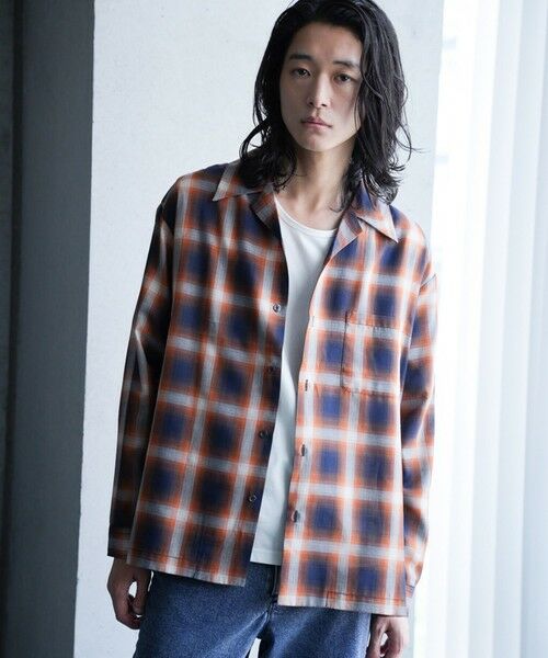 MEN'S BIGI / メンズビギ シャツ・ブラウス | ルーズシルエットオンブレーチェックシャツ（ネイビー系）