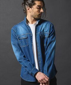 MEN'S BIGI / メンズビギ シャツ・ブラウス | スーパーストレッチデニムスタンドカラー