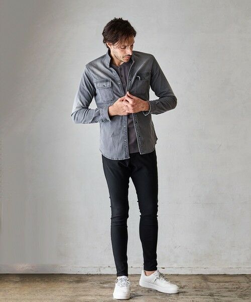 MEN'S BIGI / メンズビギ シャツ・ブラウス | スーパーストレッチデニムスタンドカラー | 詳細1